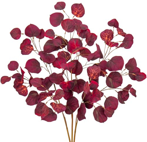 Arborus Herbst Deko 3 Stück Künstliche Herbstzweige 76 cm Espenlaub Kunstpflanzen Rot Herbstblätter Kunstweige Äste und Zweige Ästhetic für Vase Tisch Zimmer Fenster