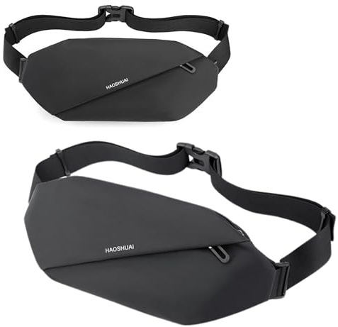 Sac Banane Homme Imperméable Grande Capacité - 4 Poches, Noir, Réglable - Sac Poitrine pour Voyage, Sport, Mode - Taille Unique