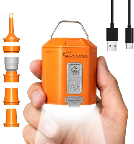 Aerogogo GIGA Pump, 4 Mini Air Pumps, 4.2 kPa, with Camping Lantern, Portable Air Pump, Rechargeable Air Pump Can Deflate, Travel Air Pump for Air Bed Mattress, Pool Swimming Rings