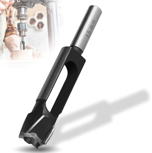 SWAWIS Dübel Zapfenbohrer Durchmesser 15mm | Hochkohlenstoffhaltiger Zapfenschneider, Kernbohrer für Holzarbeiten Möbelherstellung, Tiefer Holzdübelschneider