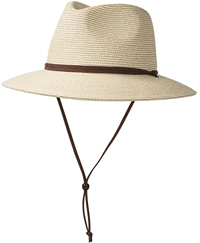 FURTALK Unisex Panamahut Breite Krempe Sommerhut UV-Schutz Sonnenhut mit Kinnriemen Strandhut für Herren und Damen Verstellbare Strohhut