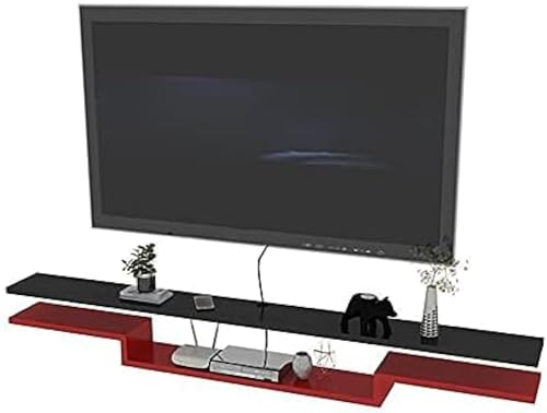 Schwebende Regale für Medienkonsolen, unbemaltes TV-Regal, wandmontierter hängender TV-Schrank für Kabelboxen, Router, Fernbedienungen, DVD-Player/B /,C,100cm
