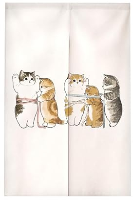 tür Vorhang 2x42.5x150cm Niedliche Katze Room Divider,Japanese Style Door Curtain Restaurant Entrance Hanging,Half Curtain Decorative Curtains,Küche Shop Tür Halber Vorhang