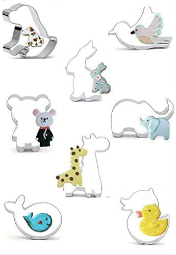SuKeYuan 8 Pcs Cartoon Animal Cookie Cutters Stainless Steel Fondant Molds DIY Baking Pastry Cutters for Pastry, Bread, Sandwich