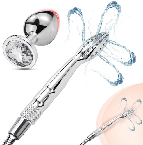 Lavement anal en acier inoxydable avec Plug anal, Anal Sex Toy Fétiche pour Hommes Femmes Couples, Douche Anale pour Stimulation de la Prostate (B)