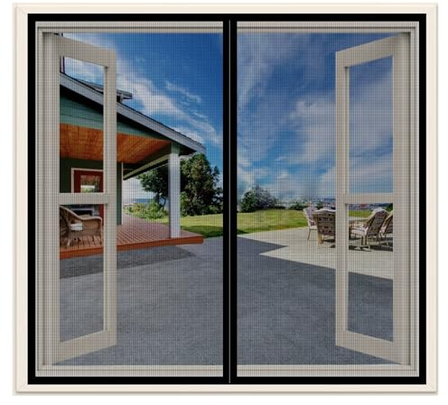 Ventana mosquitera,Mosquitera para puerta o ventana de patio,sin perforación,cortina antiinsectos fácil de instalar Negro-W115 x H100cm