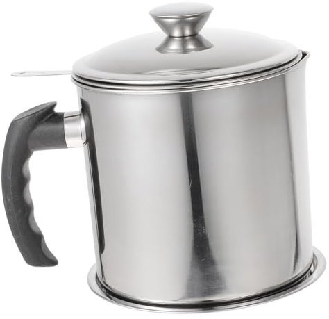 Cabilock Colador De Aceite Doméstico 1.8l Acero Inoxidable 304 Tapa Antidespolvante Práctico Para Filtro De Aceite De Cocina Segura y Limpia
