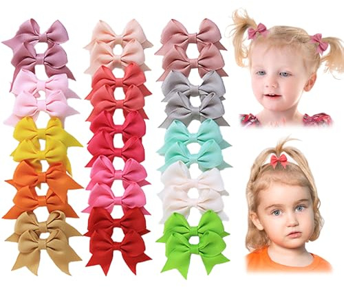 AYNKH 30pcs Baby Mädchen Bogen Haarspangen,Mädchen Haar Zubehör,Mini Krokodil Clips Kleinkind Zopf Bogen,Baby Feines Haar,Multi Farbe Haarspangen Baby,Mädchen Haar Zubehör