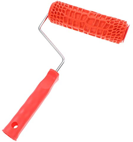 OSALADI Concave Convex Roller Paint Roller Wood Graining Tool Stick Comfortable Handle Wall Decoration