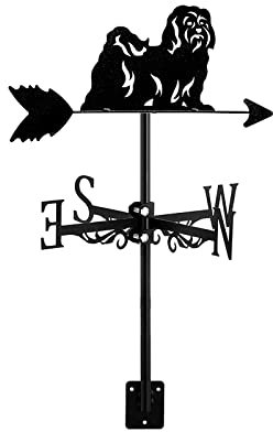 Wetterfahne für Hunde, schwarz, Metall, Tiere, Dekoration für Haus, Garten, Hof, Dach, Schuppen, Zaun, Pera, Kuppel, Scheune, Havaneser Hund