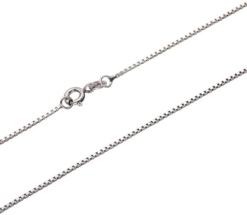 MYSTIC JEWELS - Cadena Veneciana Fina de Plata de Ley 925 con baño de Rodio, para Mujer, Disponible en 40, 45, 50, 55, 60, 70 cm (45 cm)