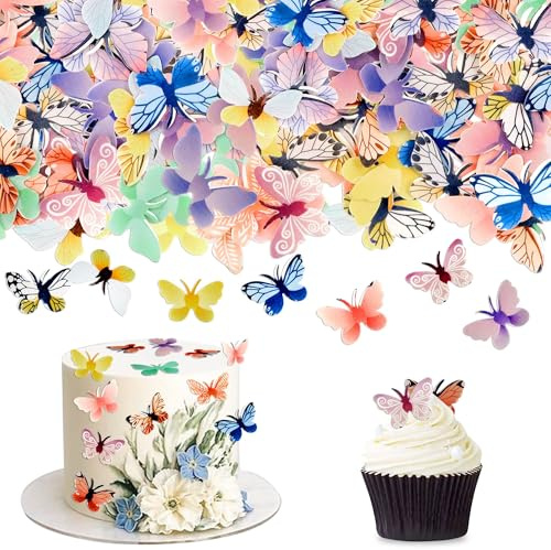 Blumomon 80Pcs Gâteau De Papillon Comestible Toppers Gâteau De Papillon 3D Gâteau De Papillon Choix Mariage Fête De Douche De Bébé Anniversaire De Mariage Fête d’Anniversaire Décoration De Gâteau