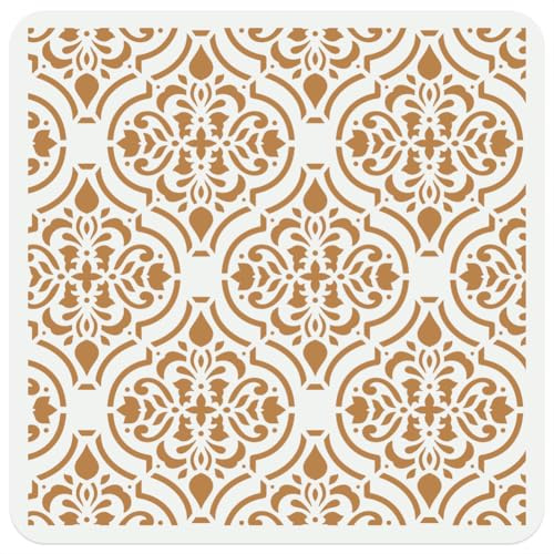 Doodlream Arabesken-Schablone, zusammensetzbare marokkanische Malvorlage | 30 x 30 cm Plastik Mal-Schablone Arabeske, DIY Vorlage für Wände, Holz, Karten, Journale und Leinwände
