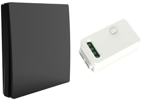 Evoges Firefly RF Kinetic Switch & Receiver Kit (Smart Non Dimmable Receiver + 1 Gang Switch, Black)