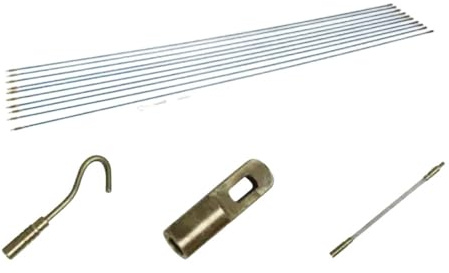 Dunnet Tools Kit de tiges de câble de 10 m | Kit de traction de fils électriques en fibre de verre de 13 pièces avec extracteur de câble | Conduit flexible pour électriciens, outils et gestion des