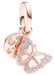 Wedanor Femme Charms Rose gold butterfly Argent Sterling 925 Pendentif avec Zircon Cubique pour Bracelet