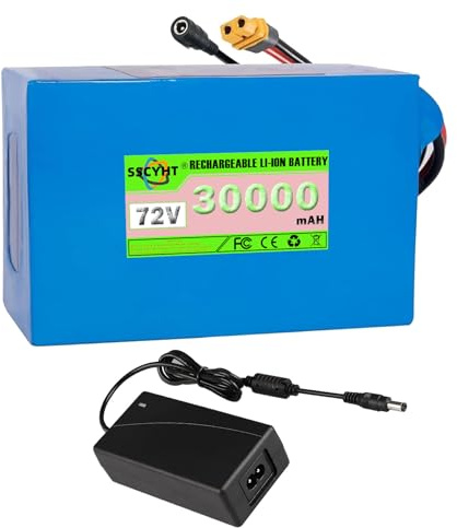 SSCYHT Batería de Litio 72 V, 45 Ah, 30 Ah, 40 Ah, 50 Ah y 20 Ah Batería de Repuesto 72 V Baterías para patinetes eléctricos con Motores 500 W a 3500 W y Cargador,72v30ah xt60