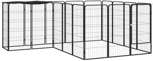 18-TLG. Hundelaufstall aus pulverbeschichtetem Stahl 50x100cm mit Dach, Sicherheitsriegel und 18 Paneelen, Welpenauslauf, Hundegitter Wohnung, Outdoor Hundezwinger für sicheren Freilauf