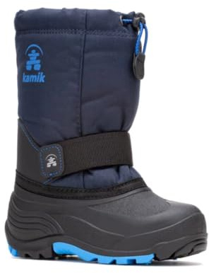 Kamik Rocket Insulated Waterproof Upper for Kids Snow Boots - Adjustable Collar & Lace Lock, Navy - 11 Little Kid