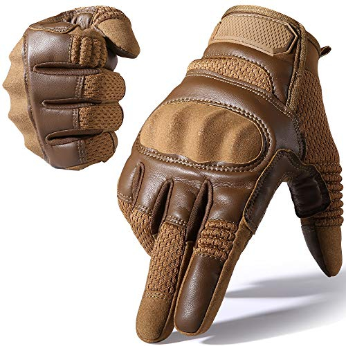 WTACTFUL Motorradhandschuhe Herren Damen, Touchscreen Motorrad Handschuhe Herr für Motorradrennen, Taktische, Airsoft, Mountainbike Radfahren, Motorradfahren, Motorcross, Fahrradhandschuhe Braun S