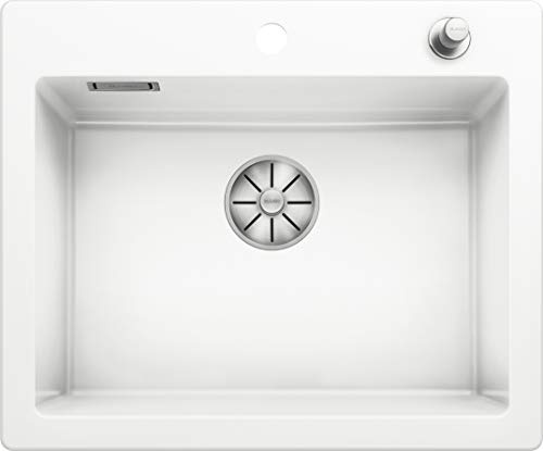 BLANCO PALONA 6 | Keramik kristallweiß glänzend | [61,5x51x21 cm] | für 60 cm breite Unterschränke | Großes Beckenvolumen | Reinigungsfreundliche Öberfläche