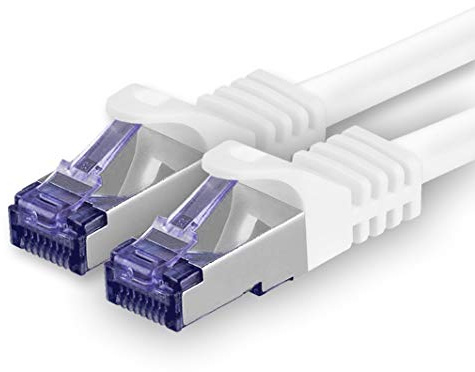 1aTTack.de Cat.7 Netzwerkkabel 5m - Weiß - 1 Stück - Cat7 Patchkabel (SFTP/PIMF/LSZH) Rohkabel 10 Gb/s mit Rj 45 Stecker Cat.6a - 1 x 5 Meter Weiß