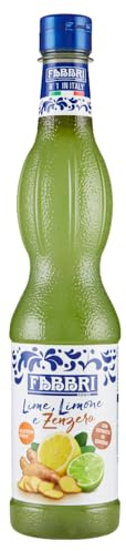 Fabbri 1905 - Sirope de Lima, Limón y Jengibre 560 ml con sirope de lima y limón y extracto de jengibre. Sin gluten y elaborado en Italia. Para cócteles y bebidas refrescantes.