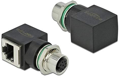 Delock 66314 Netzwerkadapter M12 8 Pin A-kodiert Buchse zu RJ45 Buchse