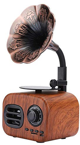 Haut-Parleur Bluetooth Portable, Mini Haut-Parleur Bluetooth en Forme de Gramophone rétro, Carte enfichable Prise en Charge, compatibilité étendue, Batterie intégrée de Grande capacité(Marron)
