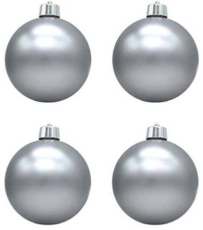 DARO DEKO Weihnachts-Kugel XXL Ø 20cm - 4 Stück Silber matt