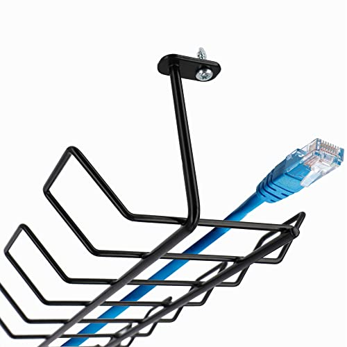 KADAX Cable Tray, Black Cable Duct, 72.5 x 16.5 x 8.7 cm, Powder Coated Steel Cable Tray, Cable Management Desk for Office and Home, Under Desk Cable Organizer