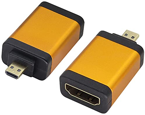 AAOTOKK Adaptador micro HDMI a HDMI, (tipo D) Micro HDMI macho a HDMI hembra acoplador para dispositivos de conector de puerto micro HDMI 4K 60Hz para cámara, laptop, tableta, HDTV, proyector (paquete