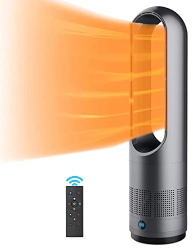 Calentador y enfriador de ventilador,ventilador de calentador sin aspas,calentador de espacio de 1400W,ventilador de torre de 3 velocidades y 8 velocidades,oscilante de 80°,temporizador de 8 horas