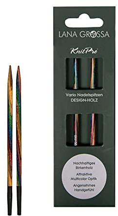 Lana Grossa Nadelspitzen Vario Holz | Stricknadeln aus Birkenholz, bunt, ergonomisch & langlebig | Zubehör für Strick- & Häkelprojekte - kurz 5,5