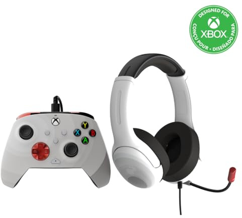 PDP XBX BUNDLE Rematch CONTROLLER and Airlite verkabelt Kopfhörer Radial weiß für Xbox Series X|S, Xbox One, Offiziell Lizenziert