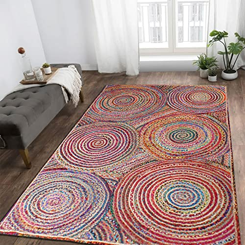 CASAVANI Chindi Jute Collection Handgefertigte Teppiche Geflochtene Jute-Teppiche für Küche Wohnzimmer Fußmatte Schlafzimmer Home Decor Balkontisch 150 x 300 cm (5 x 10 Fuß Läufer)