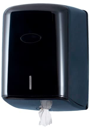 Black Wall Mounted Centerfeed Dispenser – White Tissue & Blue Roll Holder for Kitchen, Bathroom, Business Use – Hygienic, Durable Centre Pull Towel Dispenser for Commercial & Home