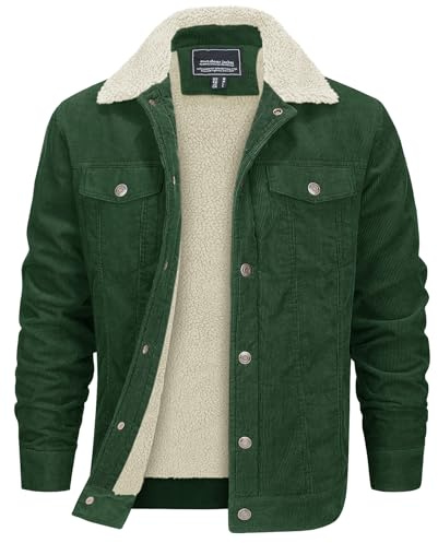 EKLENTSON Men's Corduroy Jacket Sherpa Fleece Lining Coat with Pockets