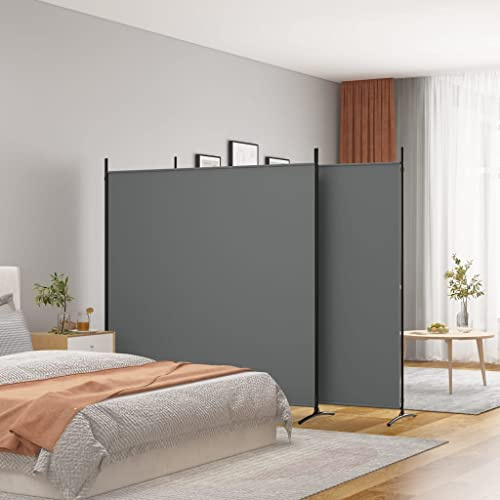 WIFESE Paravent 3 Panneaux Anthracite 525x180 cm Tissu Séparation de Pièce Polyvalente Cloison de Séparation de Chambre Espace Privé Séparation de Salon Cuisine Mur de Fond Bloquer Le Soleil