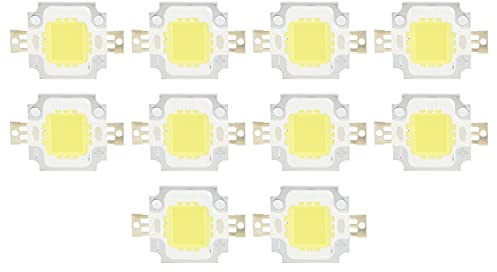 Chip LED, 10W/6500K Chip Lampadina, 10W/6500K Super Bright High Power Lamp Bead Sorgente Luminosa Chip con Piastra in Alluminio per Proiettore, Confezione da 10