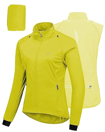33,000ft Fahrradjacke Damen Wasserdicht Atmungsaktiv Sommer UV-Schutz Leicht Fahrradweste mit Abnehmbaren Ärmeln Fahrrad Reflektierend Regenjacke Frauen