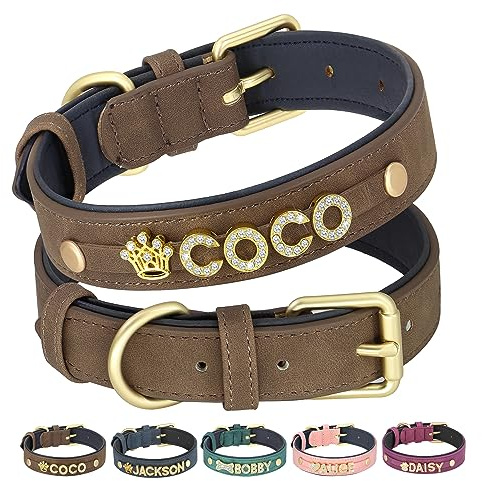 PET ARTIST personalisiert Leder Kristall Hundehalsband mit Bling Name Buchstaben, benutzerdefinierte Funkelnde Strass Hundehalsband für kleine mittlere große