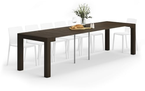 MOBILI FIVER, First ausziehbarer Konsolentisch First, 45(305) x90 cm, Nussbaum, Dunkel, Made In Italy