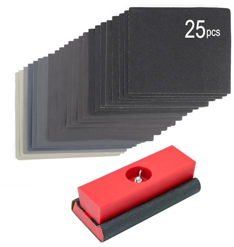 SCOTTCHEN Hand Sanding Blocks Auto Body, 25pcs Sandpaper Woodworking Furniture Sander Hand Tool, Grit 120 to 3000