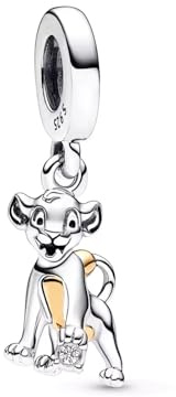 Beads R Us ® - 100th Anniversary Simba dangle charm in Sterling Silver S925, Compatible with all European style Charm Bracelets and Necklaces.