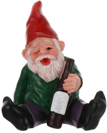 Happyyami 1pc Dwarf Ornaments Gnome Garden Accessories Funny Garden Figurine Mini Gnome Collectible Lawn Statues Miniture Decoration Out Door Decor Doll Artwork Lovely Statue Resin