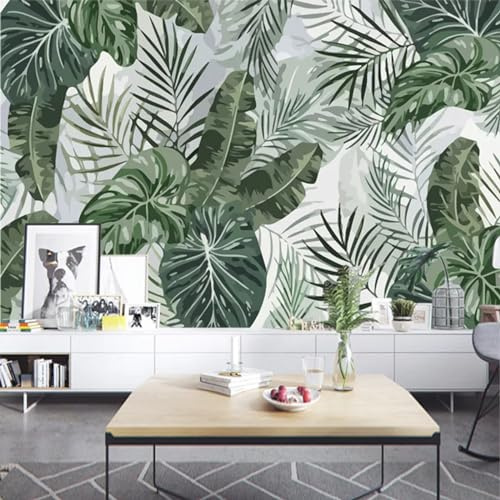 KoKoty Papier peint Soie 3D feuilles de bananier palmier plante verte-208 x 146 cm-XXL illusion d'optique Papier peint Déco Mural Tableaux Muraux Photo