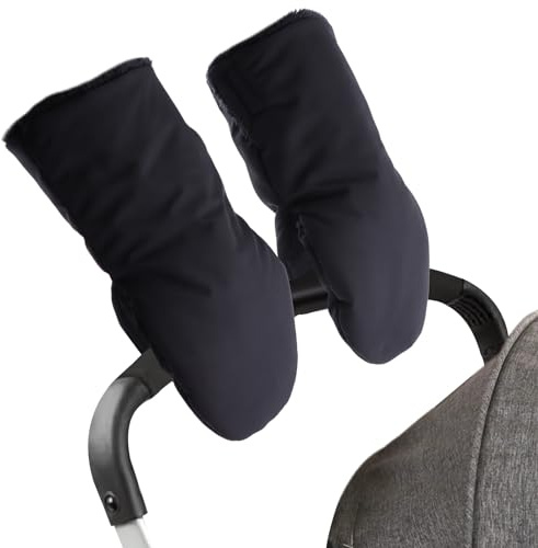 Zsedrut Stroller Gloves Universal Winter Anti-Freeze Stroller Mittens Water Repellent Hand Warmer Muff Fleece Lined,Winter Stroller Accessories (Black-2)
