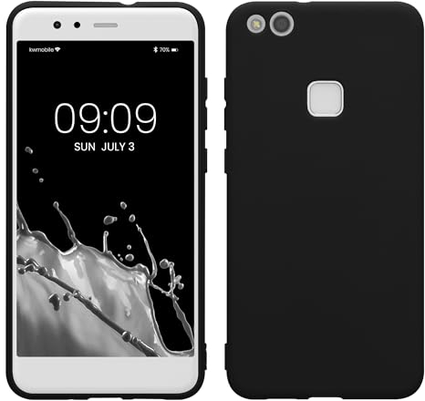 kwmobile Hülle kompatibel mit Huawei P10 Lite Hülle - weiches TPU Silikon Case - Cover geeignet für kabelloses Laden - Schwarz matt