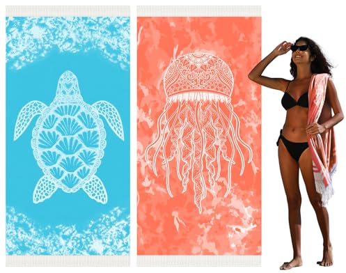 Widdonen Thin Turkish Beach Towel Lightweight Quick Dry Absorbent Cotton Bathroom Bath Pool Swim Towels Extra Large Oversized Sand Free Beach Accessories Essentials Cloud Gifts for Adult
